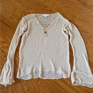 Elegant Cream Women's Top Soft Surroundings Large L/XL